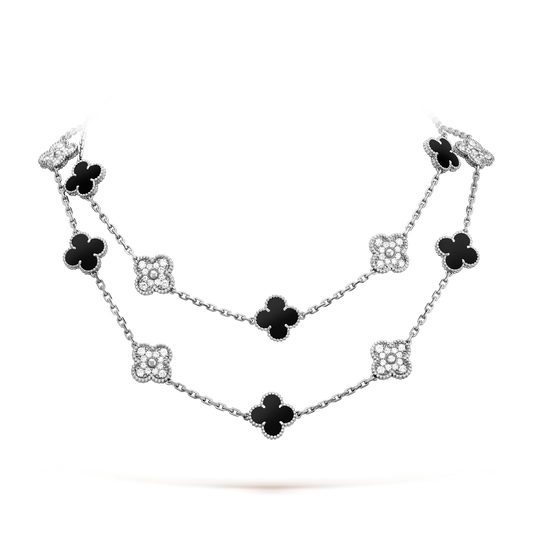 [Royal Jewellery]CLOVER 20 MOTIFS ONYX DIAMOND SILVER