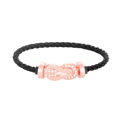 [Royal Jewellery]CHANCE LARGE 8 FIGURE BUCKLE HALF DIAMOND BRACELET ROSE GOLD