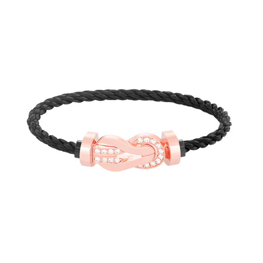 [Royal Jewellery]CHANCE LARGE 8 FIGURE BUCKLE HALF DIAMOND BRACELET ROSE GOLD