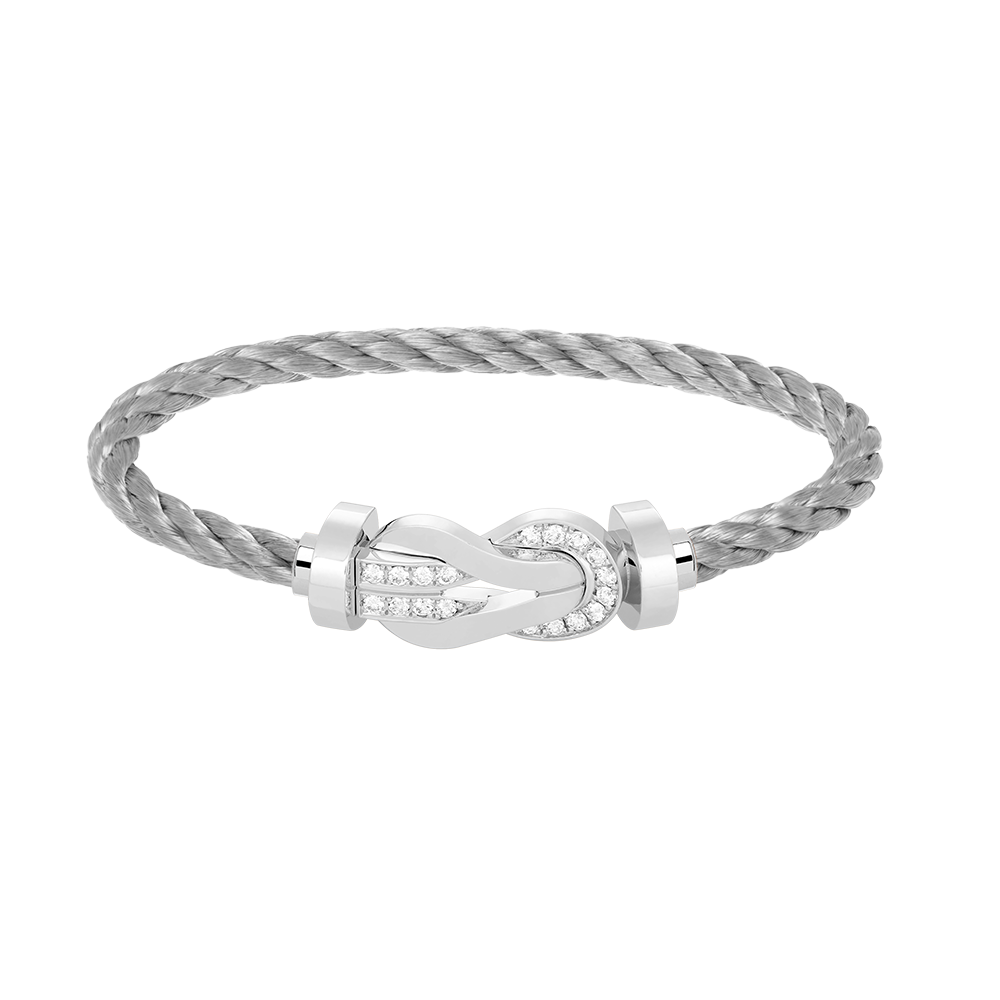 [Royal Jewellery]CHANCE LARGE 8 FIGURE BUCKLE HALF DIAMOND BRACELET SILVER