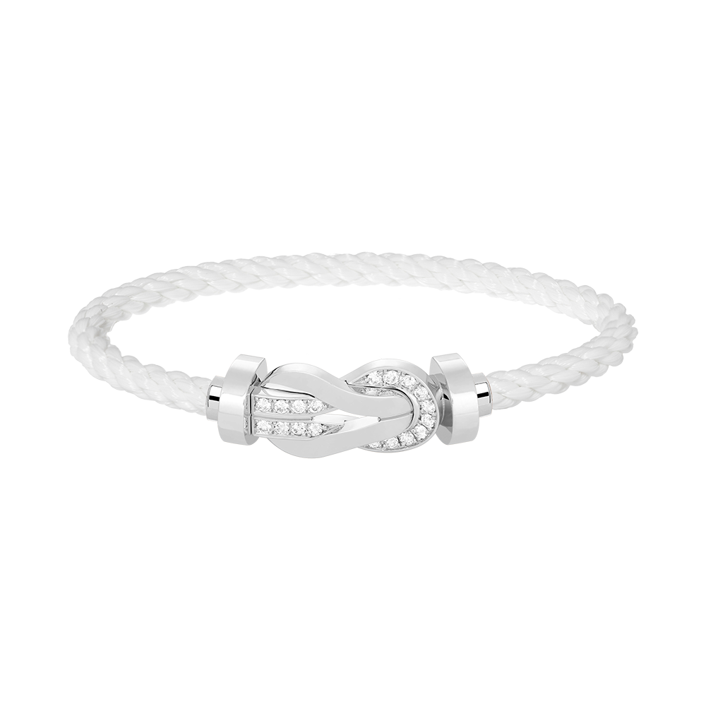 [Royal Jewellery]CHANCE LARGE 8 FIGURE BUCKLE HALF DIAMOND BRACELET SILVER