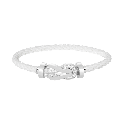 [Royal Jewellery]CHANCE LARGE 8 FIGURE BUCKLE HALF DIAMOND BRACELET SILVER