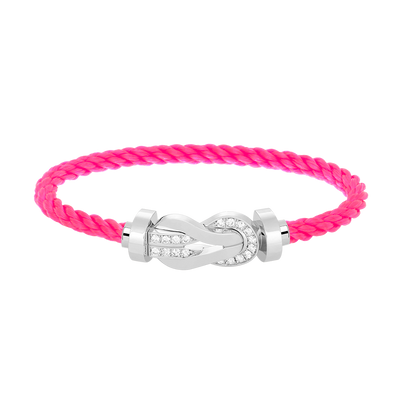 [Royal Jewellery]CHANCE LARGE 8 FIGURE BUCKLE HALF DIAMOND BRACELET SILVER