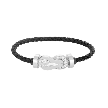 [Royal Jewellery]CHANCE LARGE 8 FIGURE BUCKLE HALF DIAMOND BRACELET SILVER