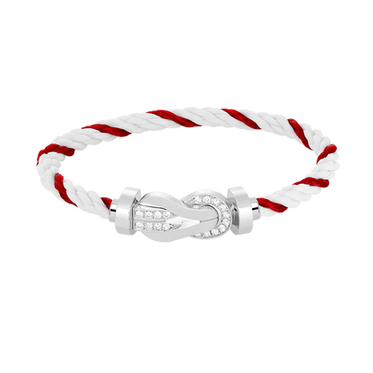 [Royal Jewellery]CHANCE LARGE 8 FIGURE BUCKLE HALF DIAMOND BRACELET SILVER