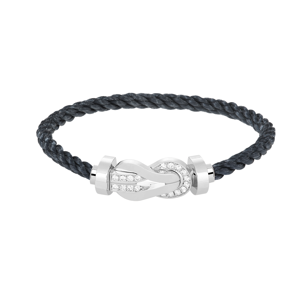 [Royal Jewellery]CHANCE LARGE 8 FIGURE BUCKLE HALF DIAMOND BRACELET SILVER