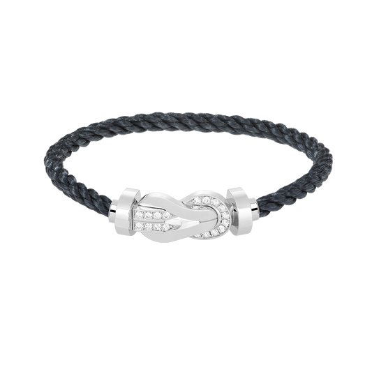 [Royal Jewellery]CHANCE LARGE 8 FIGURE BUCKLE HALF DIAMOND BRACELET SILVER