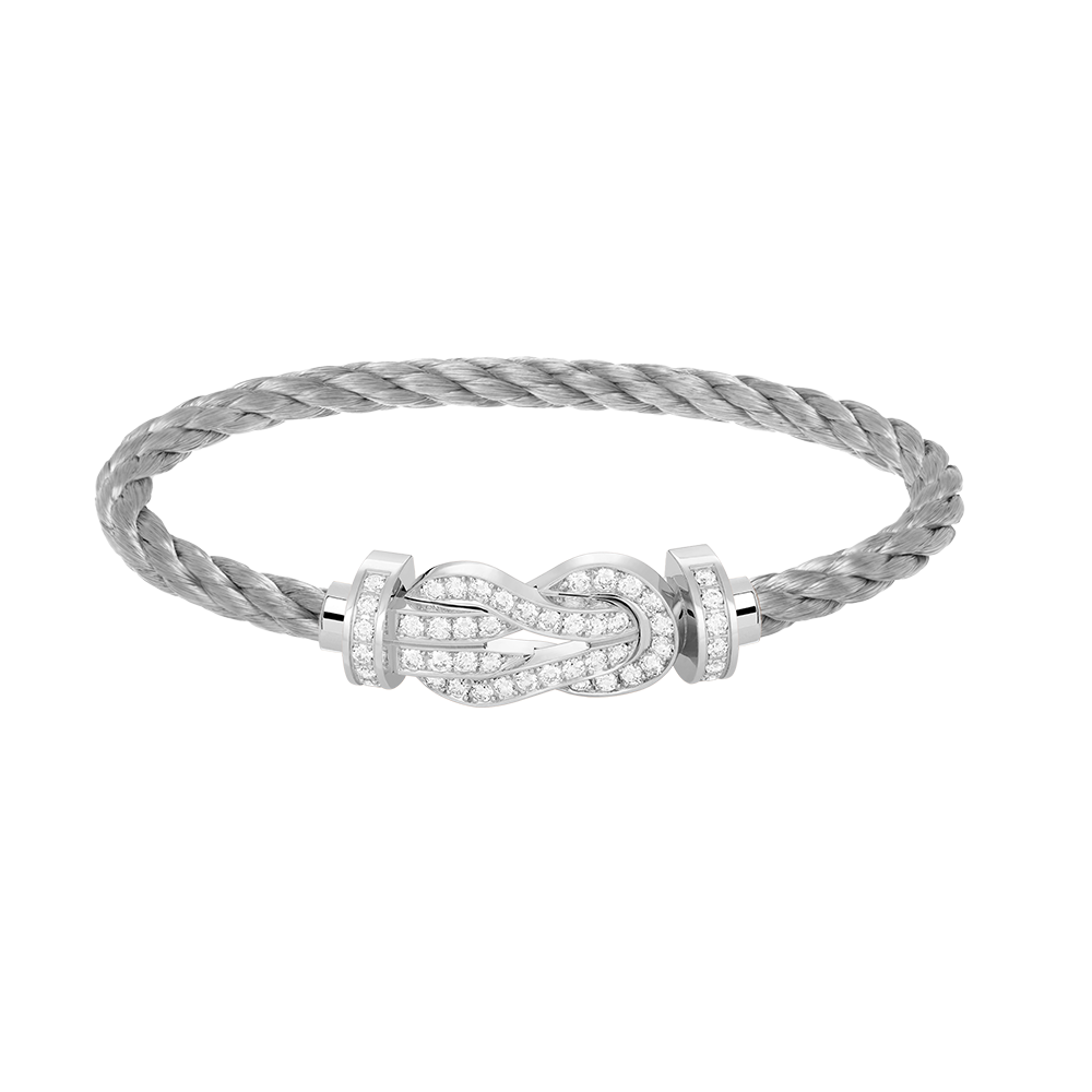 [Royal Jewellery]CHANCE LARGE 8 FIGURE BUCKLE FULL DIAMOND BRACELET SILVER