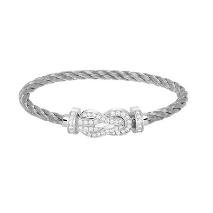 [Royal Jewellery]CHANCE LARGE 8 FIGURE BUCKLE FULL DIAMOND BRACELET SILVER