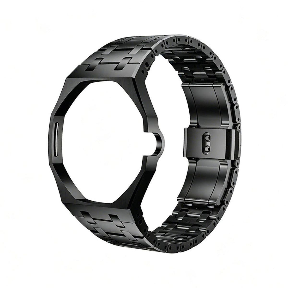 Oak Pop Black Steel  Silicone Strap