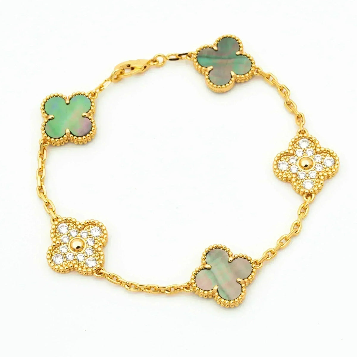 [Royal Jewellery] CLOVER 5 MOTIF GRAY MOP BRACELET COLLECTION