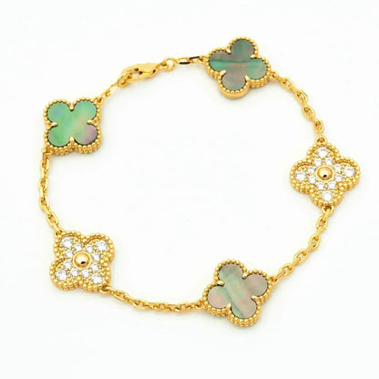 [Royal Jewellery] CLOVER 5 MOTIF GRAY MOP BRACELET COLLECTION