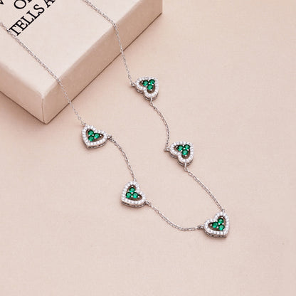 [Royal Jewellery]Sparkling Five Heart Necklace