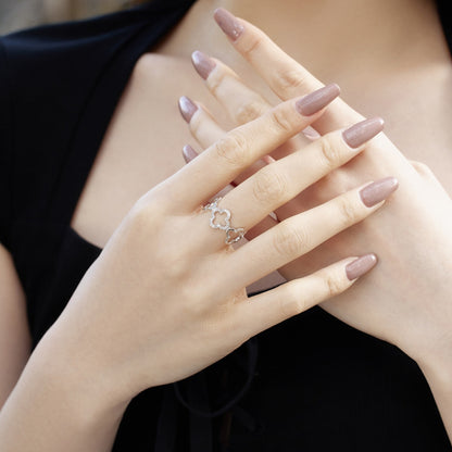 [Royal Jewellery]Hollow Design Four-Leaf Clover Flower Shape Ring