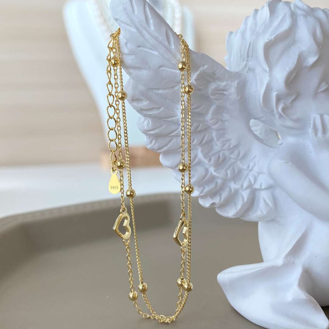 [Royal Jewellery]Dainty Double Layer Love Heart Bracelet