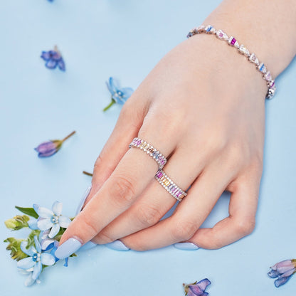 [Royal Jewellery]Dainty Kaleidoscopic Emerald Cut Daily Ring