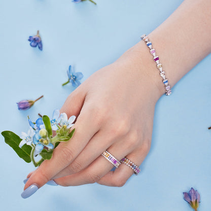 [Royal Jewellery]Dainty Kaleidoscopic Emerald Cut Daily Ring