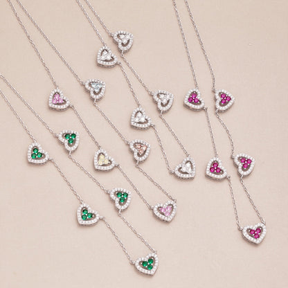 [Royal Jewellery]Sparkling Five Heart Necklace