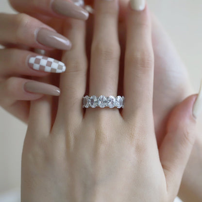 [Royal Jewellery]Dainty Elongated Cushion Cut Tennis Ring