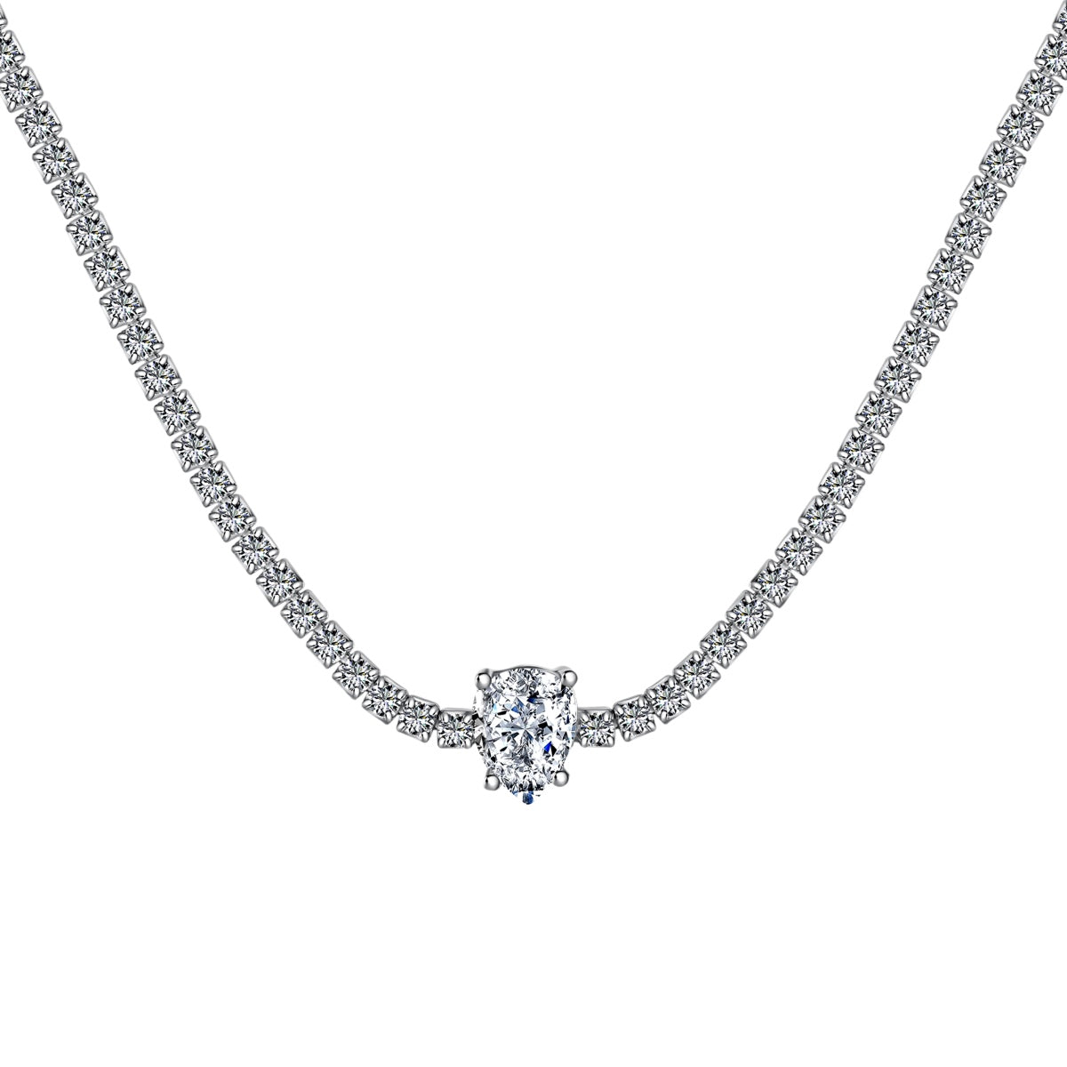 [Royal Jewellery]1.0 carat Unique Pear Cut Tennis Necklace