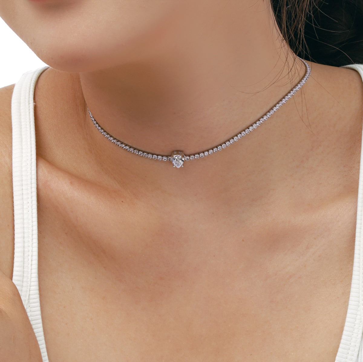 [Royal Jewellery]1.0 carat Unique Pear Cut Tennis Necklace