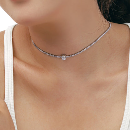 [Royal Jewellery]1.0 carat Unique Pear Cut Tennis Necklace