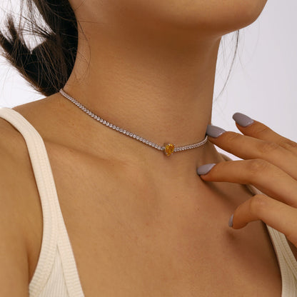 [Royal Jewellery]1.0 carat Unique Pear Cut Tennis Necklace