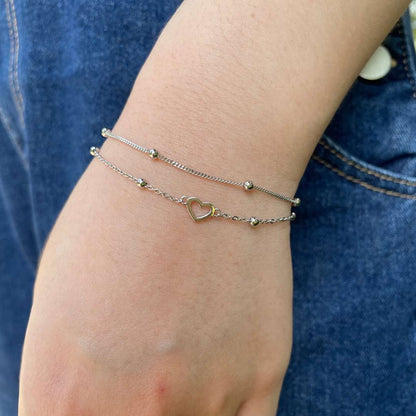 [Royal Jewellery]Dainty Double Layer Love Heart Bracelet