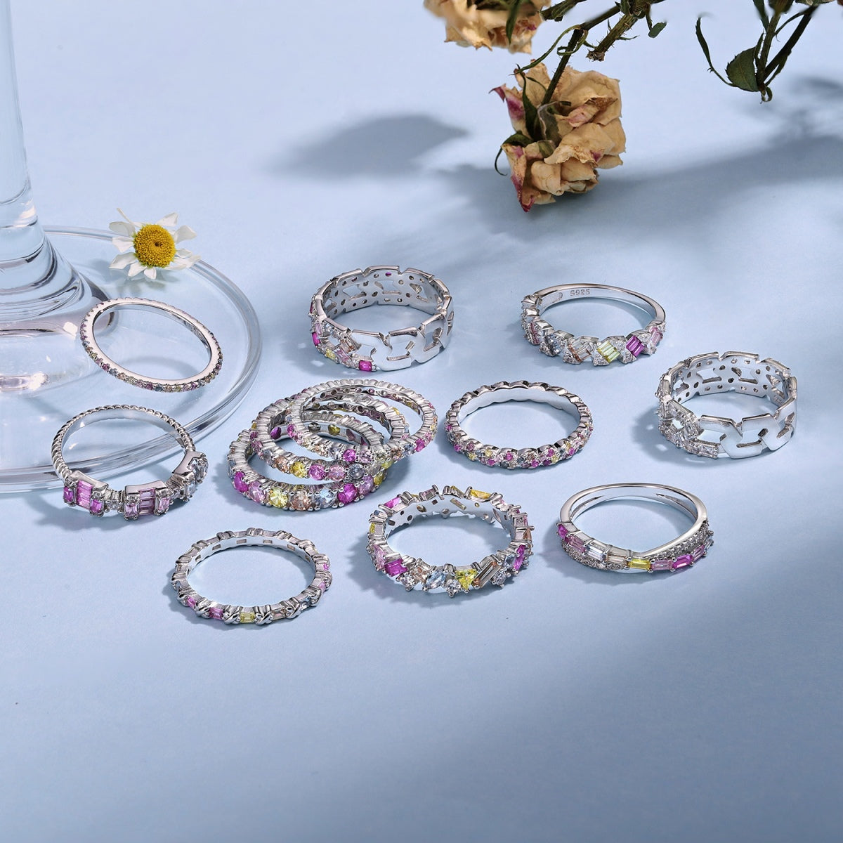 [Royal Jewellery]Ornate Colorful Round Cut Tennis Ring
