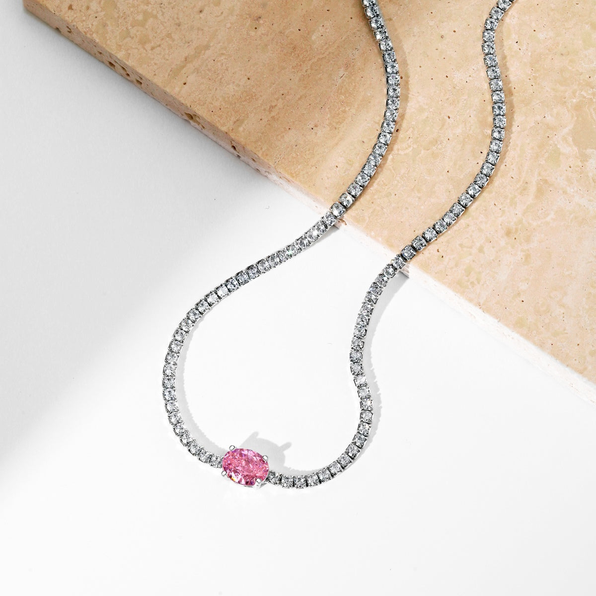 [Royal Jewellery]1.0 Carat Shining Oval Cut Necklace