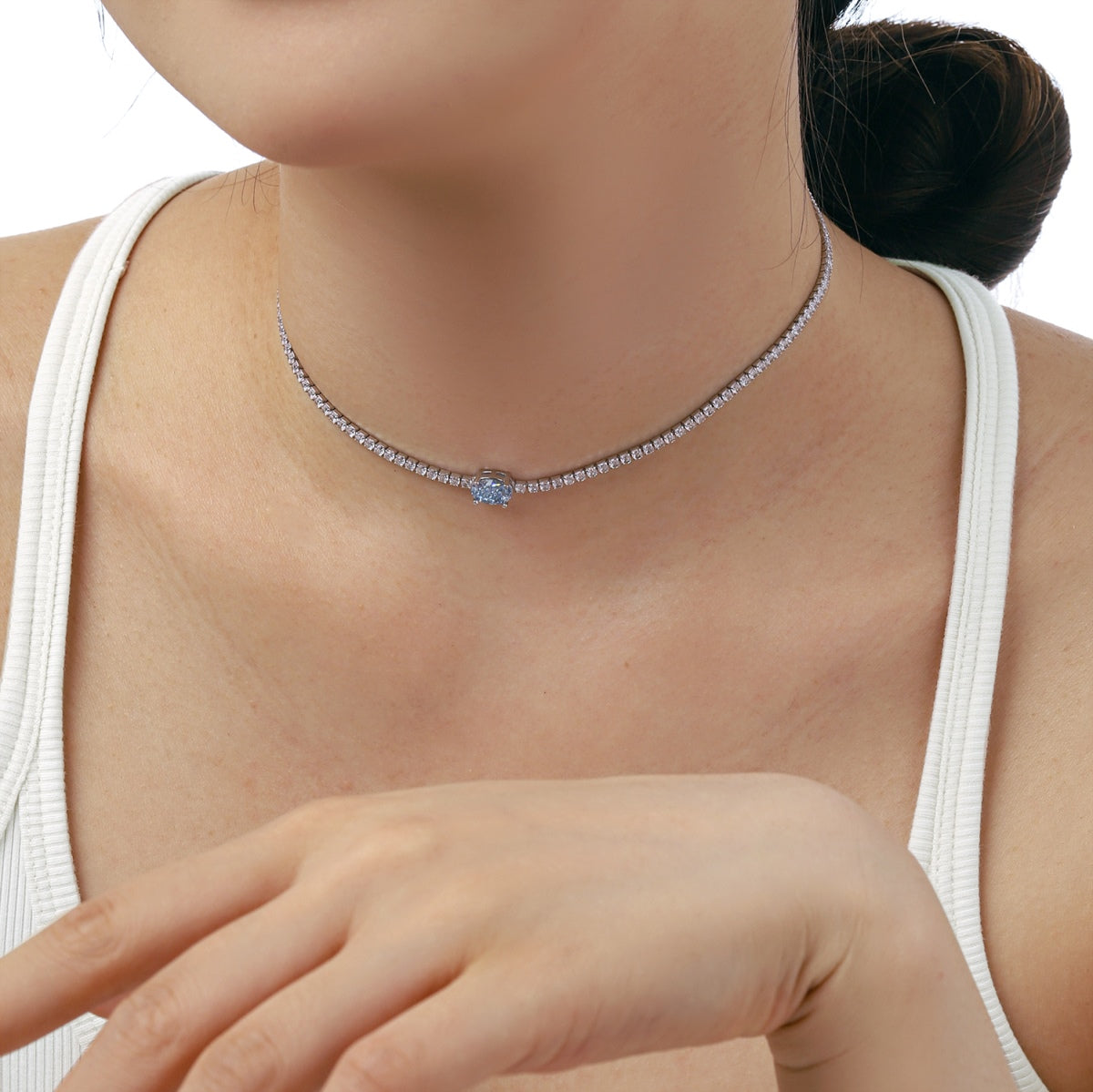 [Royal Jewellery]1.0 Carat Shining Oval Cut Necklace
