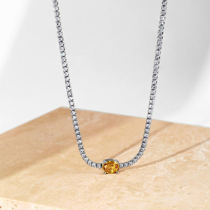 [Royal Jewellery]1.0 Carat Shining Oval Cut Necklace