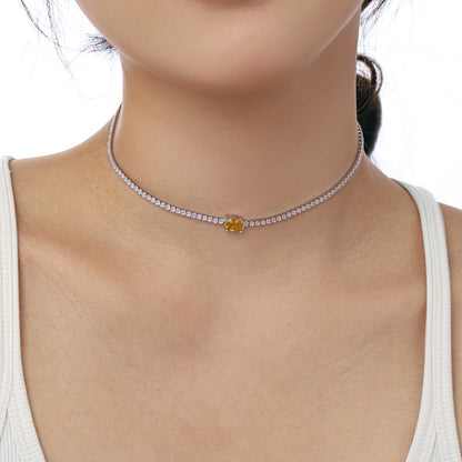 [Royal Jewellery]1.0 Carat Shining Oval Cut Necklace