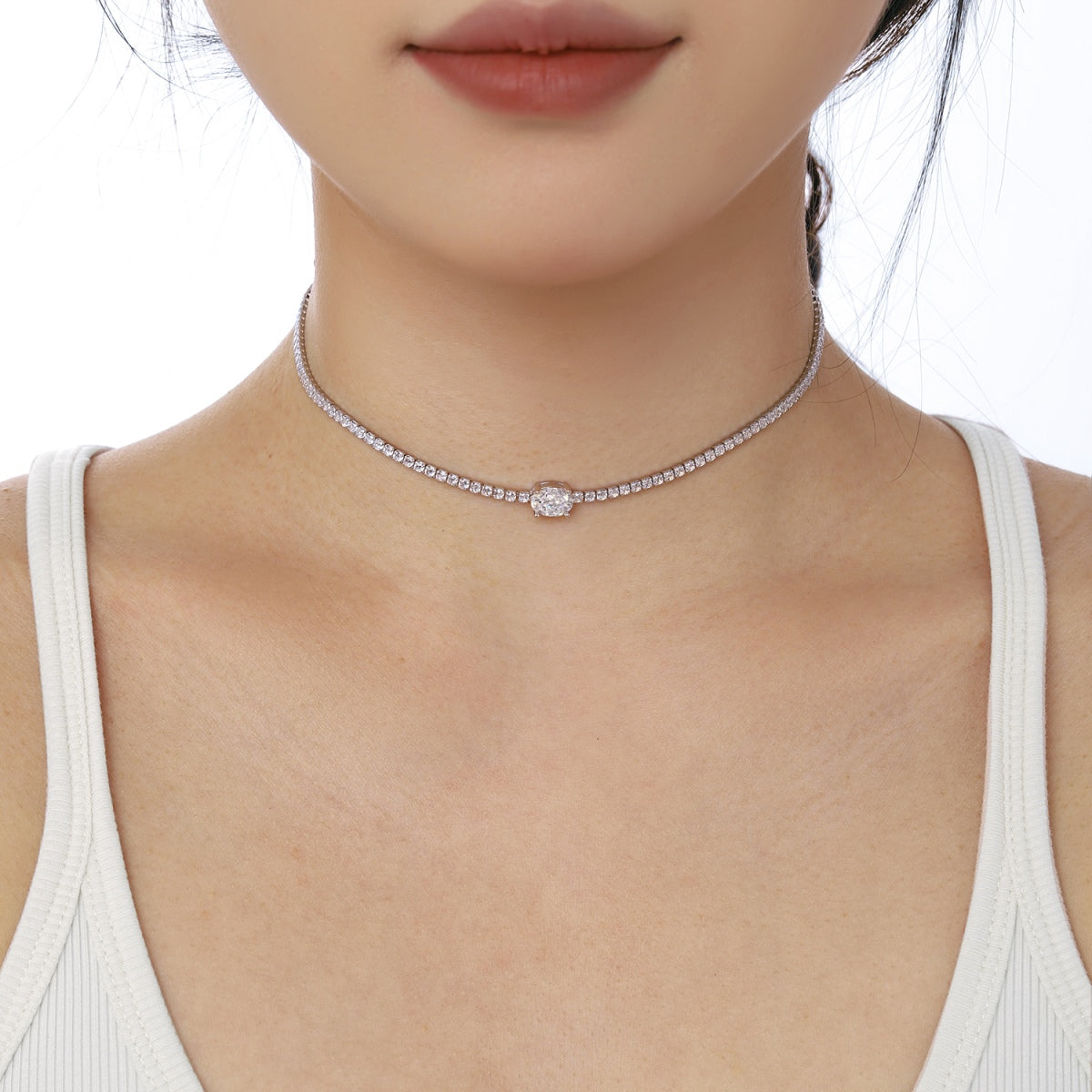 [Royal Jewellery]1.0 Carat Shining Oval Cut Necklace