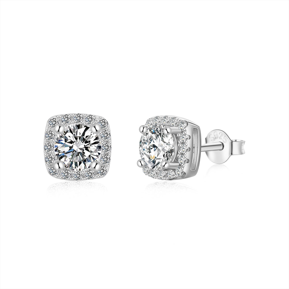 [Royal Jewellery]Classic Round Center Stone Stud Earrings