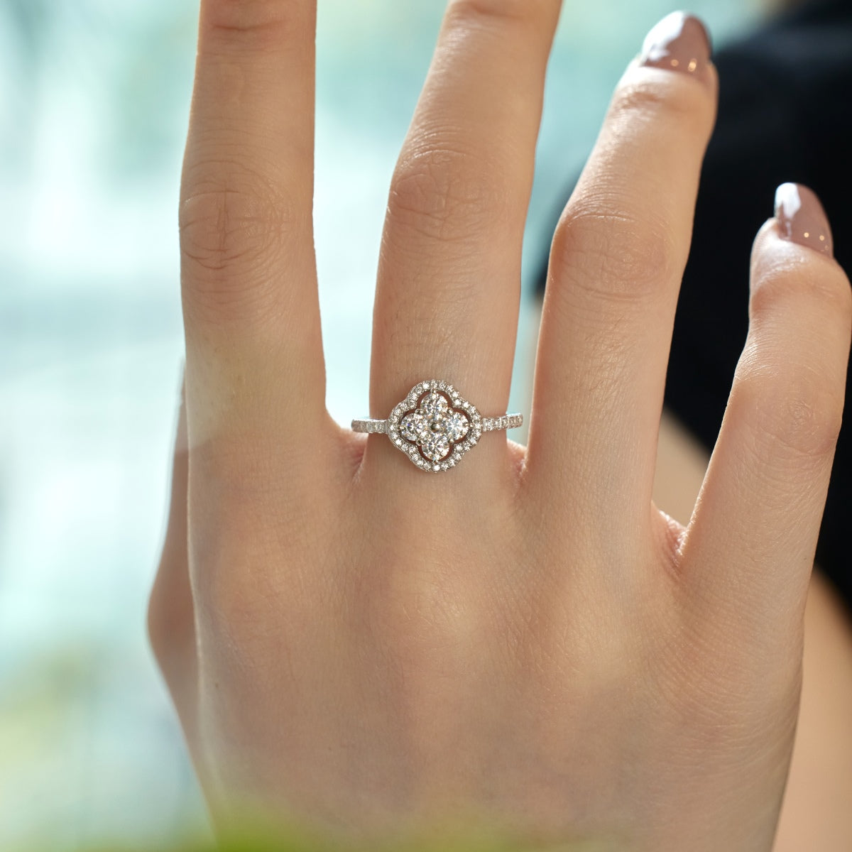 [Royal Jewellery]Four Leaf Clover Flower Design Ring