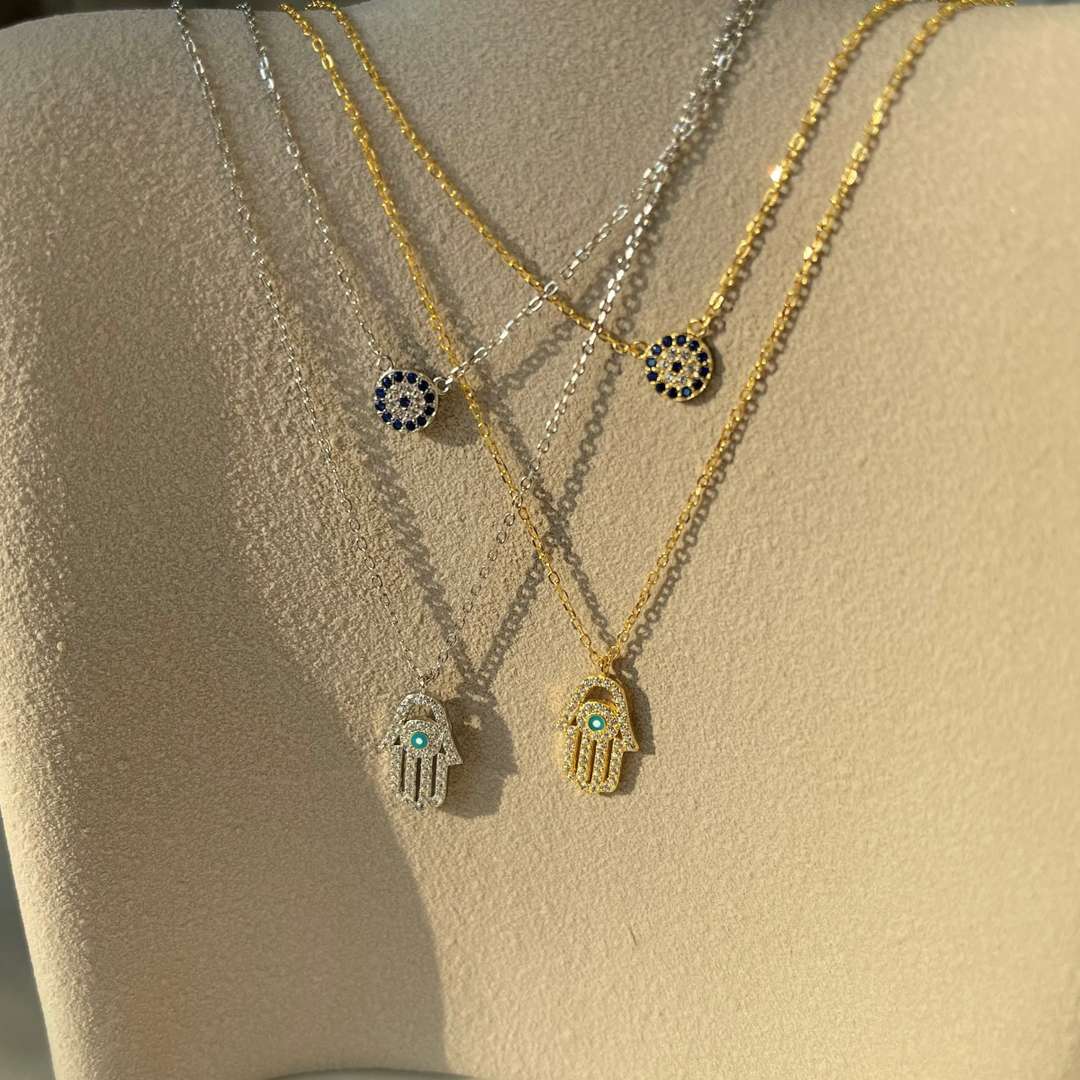 [Royal Jewellery]Demon Eye Hamsa Palm Necklace
