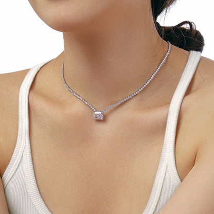 [Royal Jewellery]4.0 Carat Elegant Radiant Cut Necklace