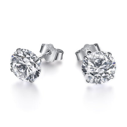 [Royal Jewellery]Stylish Shiny Round Center Stone Stud Earrings