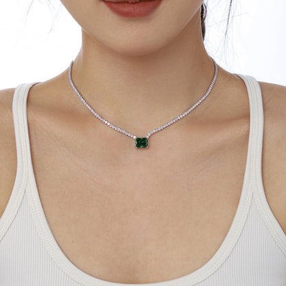 [Royal Jewellery]4.0 Carat Elegant Radiant Cut Necklace