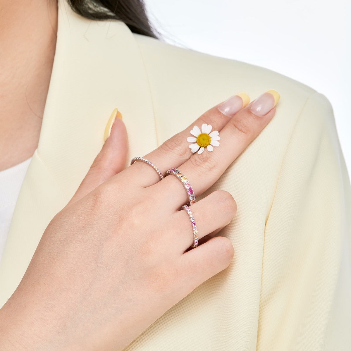 [Royal Jewellery]Dazzling Lustrous Round Cut Tennis Ring