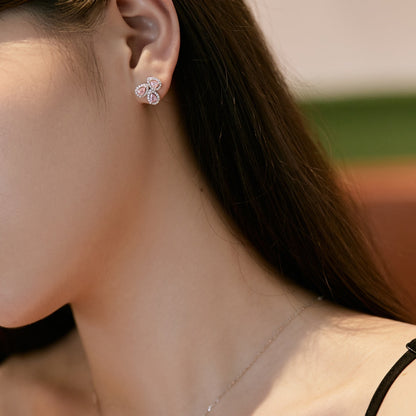 [Royal Jewellery]Ornate Flower Shape Pear Cut Lover Earrings