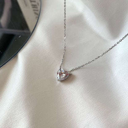 [Royal Jewellery]Heart Shape Main Stone Pendant Collarbone Necklace