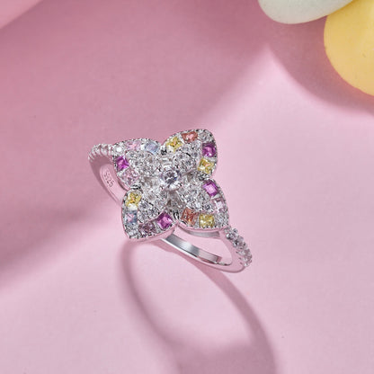 [Royal Jewellery]Luxurious Colorful Flower Shape Banquet Ring