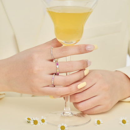 [Royal Jewellery]Ornate Colorful Round Cut Tennis Ring