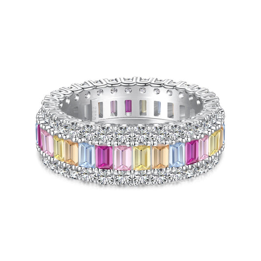 [Royal Jewellery]Dainty Colorful Radiant Cut Daily Ring