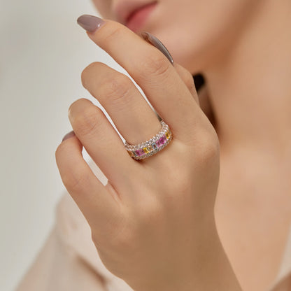 [Royal Jewellery]Dainty Colorful Radiant Cut Daily Ring