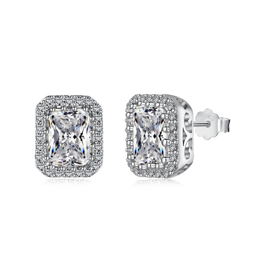 [Royal Jewellery]1.0 Carat Luxurious Dainty Emerald Cut Daily Earrings