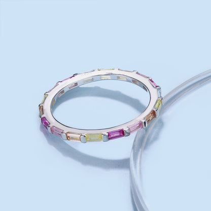 [Royal Jewellery]Exquisite Multicolored Emerald Cut Daily Ring