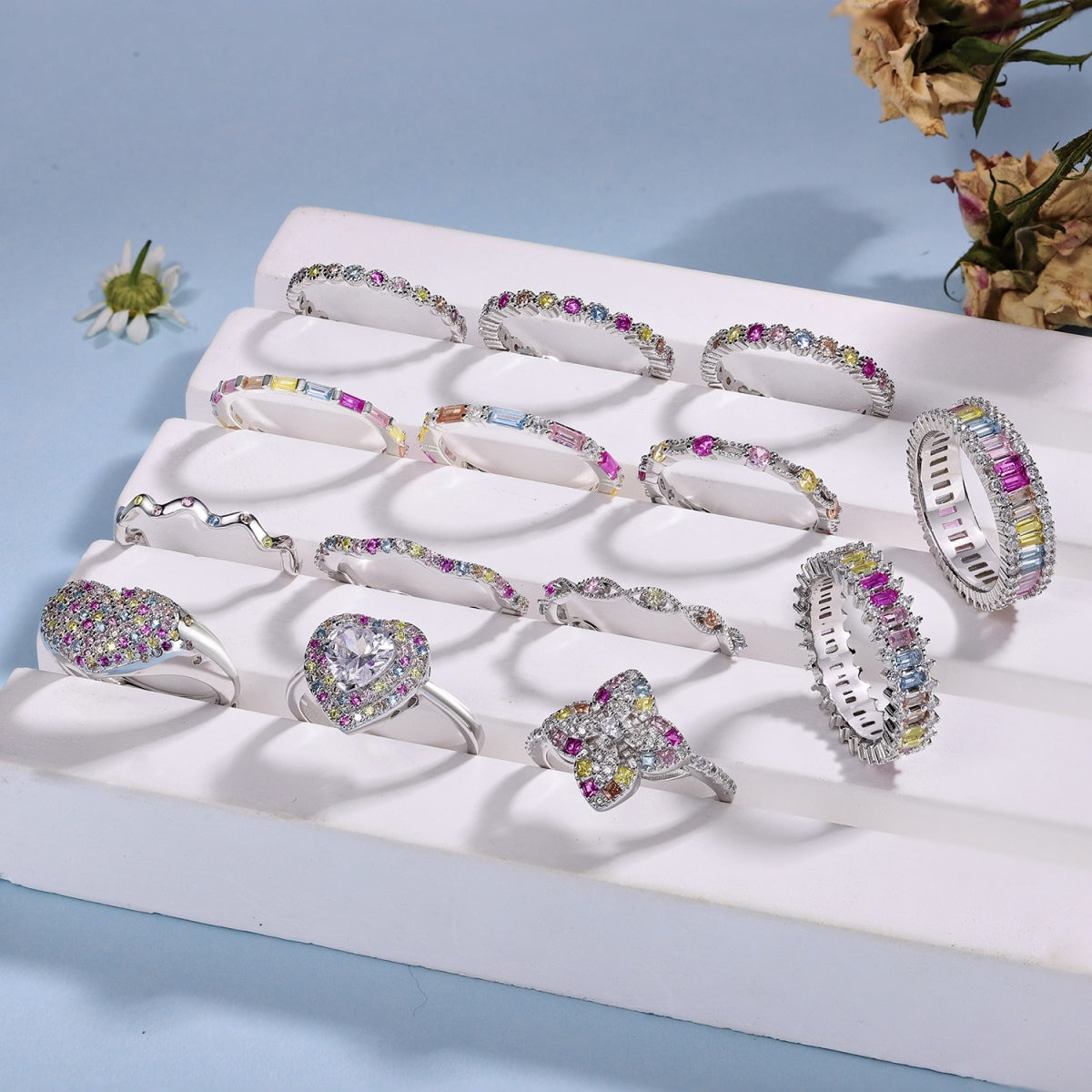 [Royal Jewellery]Exquisite Multicolored Emerald Cut Daily Ring